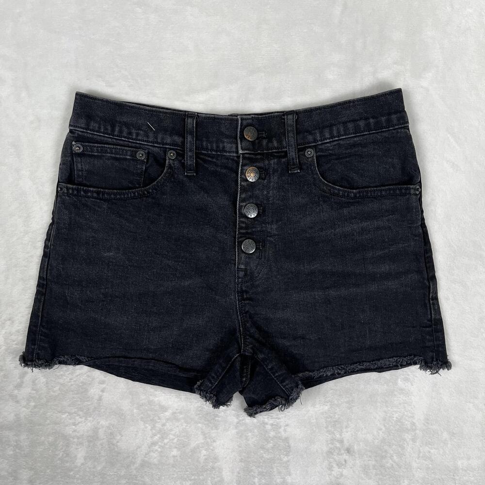 J.Crew Shorts Womens 27 Black Denim Cutoff High Rise Button Fly Casual Summer